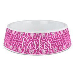 Moroccan & Damask Plastic Dog Bowl - Large (Personalized)
