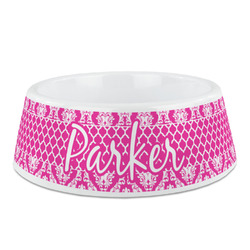 Moroccan & Damask Plastic Dog Bowl (Personalized)