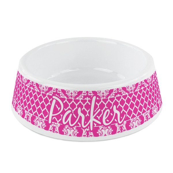 Custom Moroccan & Damask Plastic Dog Bowl - Small (Personalized)