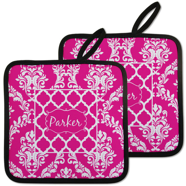 Custom Moroccan & Damask Pot Holders - Set of 2 w/ Name or Text
