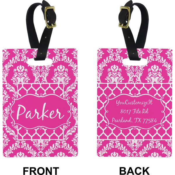 Moroccan & Damask Rectangle Luggage Tag (Front + Back)
