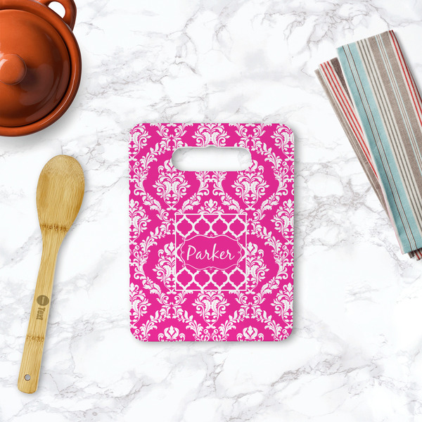 Moroccan & Damask Rectangle Trivet with Handle - LIFESTYLE