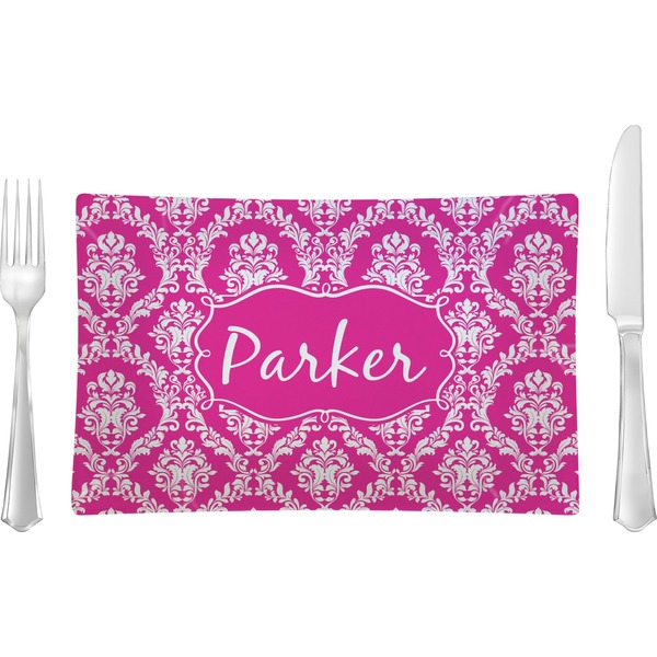 Custom Moroccan & Damask Rectangular Glass Lunch / Dinner Plate - Single or Set (Personalized)