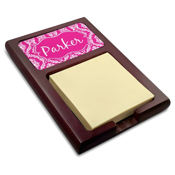 Custom Moroccan & Damask Red Mahogany Sticky Note Holder (Personalized)