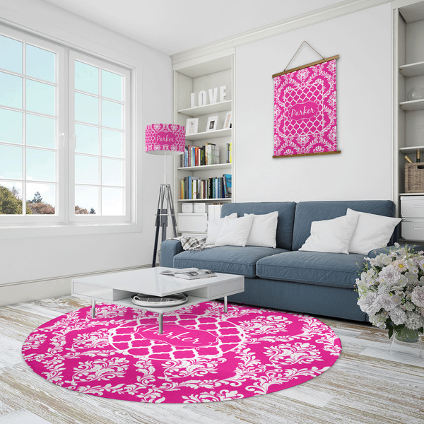 Moroccan & Damask Round Area Rug - IN CONTEXT