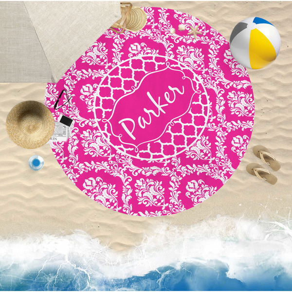 Moroccan & Damask Round Beach Towel Lifestyle