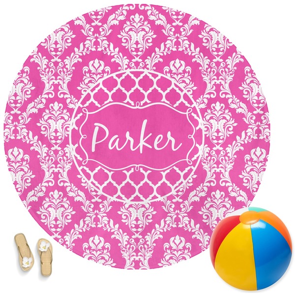 Custom Moroccan & Damask Round Beach Towel (Personalized)