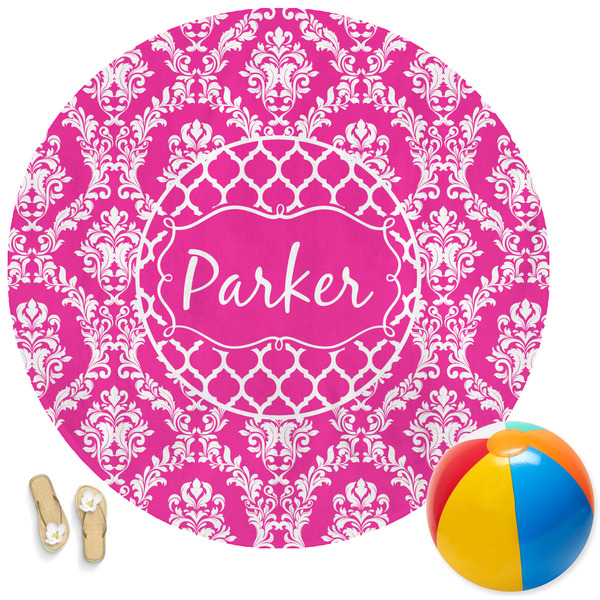 Custom Moroccan & Damask Round Beach Towel (Personalized)
