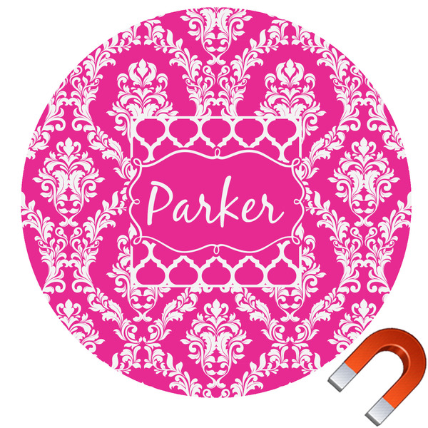 Custom Moroccan & Damask Round Car Magnet - 10" (Personalized)