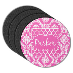Moroccan & Damask Round Rubber Backed Coasters - Set of 4 (Personalized)