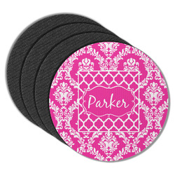 Moroccan & Damask Round Rubber Backed Coasters - Set of 4 (Personalized)