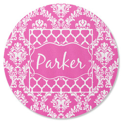 Moroccan & Damask Round Rubber Backed Coaster (Personalized)