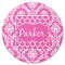 Moroccan & Damask Round Rubber Backed Coaster (Personalized)
