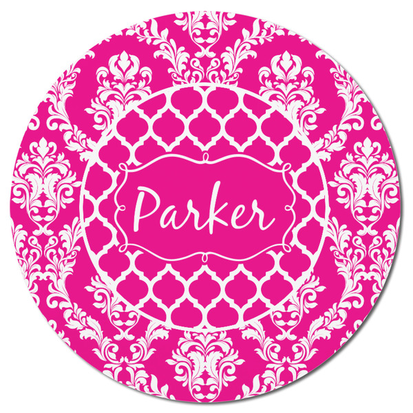 Moroccan & Damask Round Fridge Magnet - FRONT