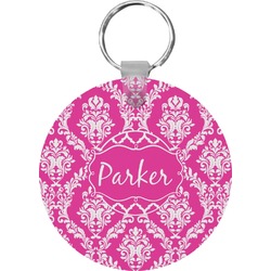 Moroccan & Damask Round Plastic Keychain (Personalized)