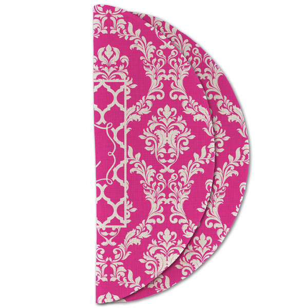 Moroccan & Damask Round Linen Placemats - HALF FOLDED (double sided)
