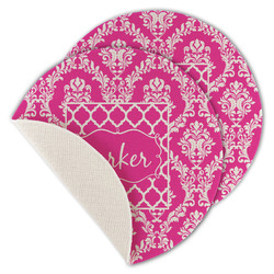 Moroccan & Damask Round Linen Placemat - Single Sided - Set of 4 (Personalized)