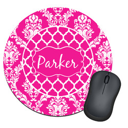 Moroccan & Damask Round Mouse Pad (Personalized)