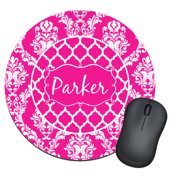 Custom Moroccan & Damask Round Mouse Pad (Personalized)