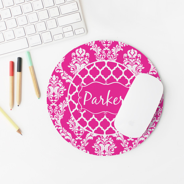 Moroccan & Damask Round Mousepad - LIFESTYLE 2