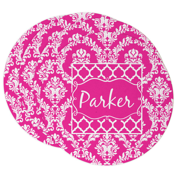 Custom Moroccan & Damask Round Paper Coasters w/ Name or Text