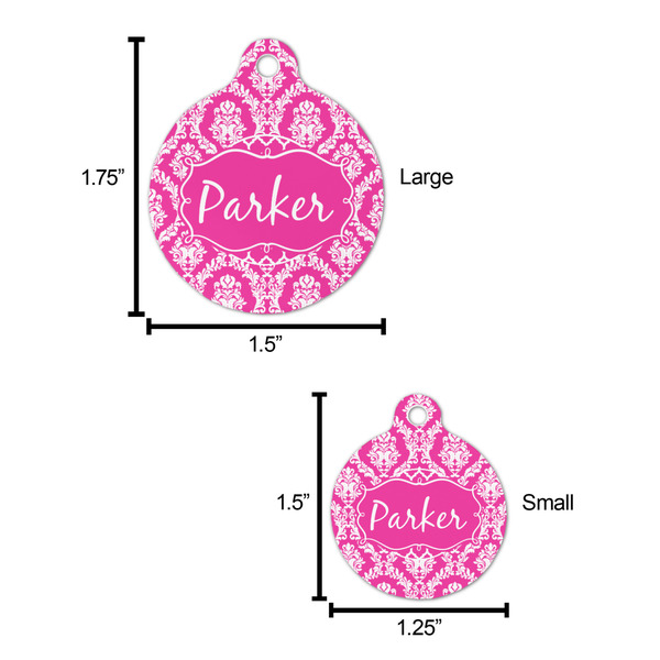Moroccan & Damask Round Pet ID Tag - Large - Comparison Scale