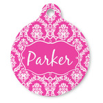 Moroccan & Damask Round Pet ID Tag - Large (Personalized)