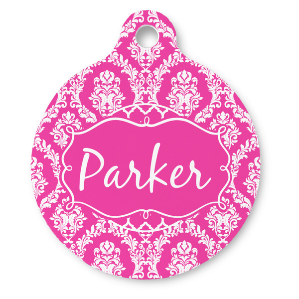 Custom Moroccan & Damask Round Pet ID Tag - Large (Personalized)