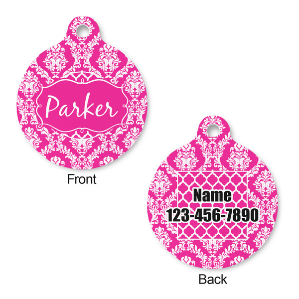Moroccan & Damask Round Pet Tag - Front & Back