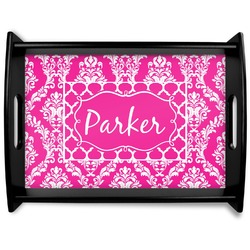 Moroccan & Damask Black Wooden Tray - Large (Personalized)