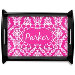 Moroccan & Damask Black Wooden Tray - Large (Personalized)