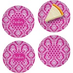 Moroccan & Damask Set of 4 Glass Appetizer / Dessert Plate 8" (Personalized)