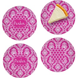 Moroccan & Damask Set of 4 Glass Appetizer / Dessert Plate 8" (Personalized)