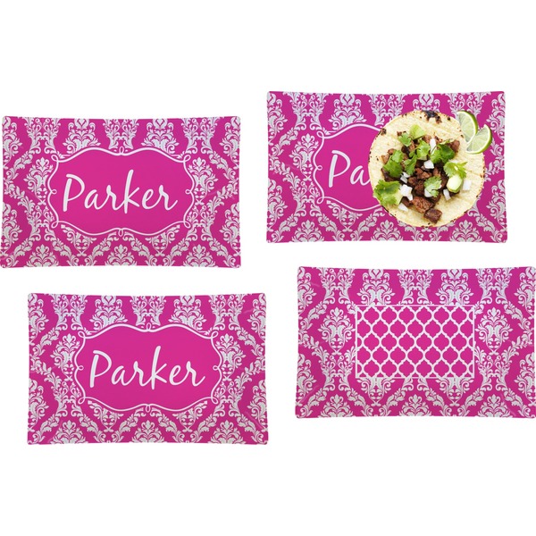 Custom Moroccan & Damask Set of 4 Glass Rectangular Lunch / Dinner Plate (Personalized)