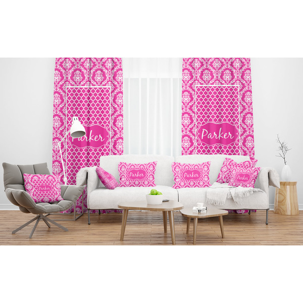 Moroccan & Damask Sheer and Custom Curtains in Room with Matching Pillows