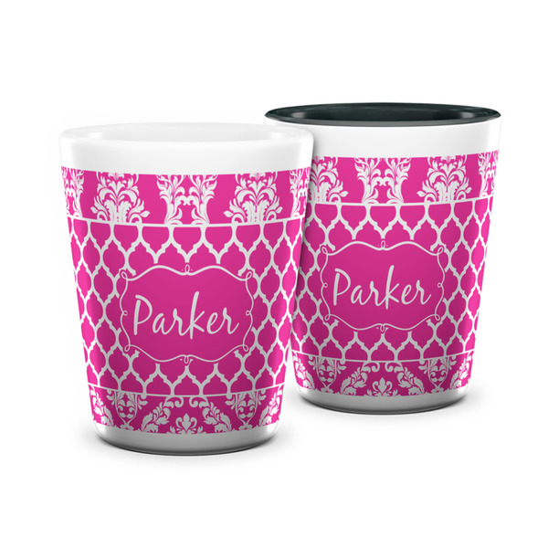 Custom Moroccan & Damask Ceramic Shot Glass - 1.5 oz (Personalized)