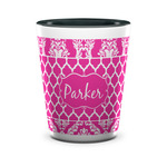 Moroccan & Damask Ceramic Shot Glass - 1.5 oz - Two Tone - Set of 4 (Personalized)