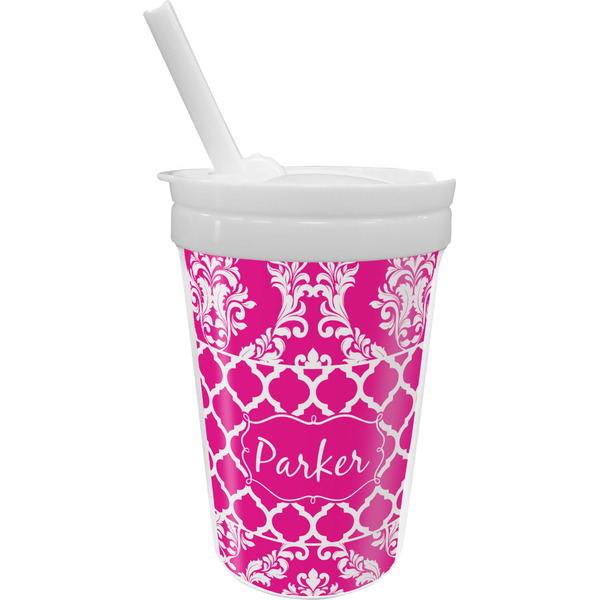 Custom Moroccan & Damask Sippy Cup with Straw (Personalized)