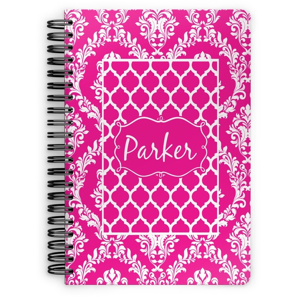 Custom Moroccan & Damask Spiral Notebook - 7x10 w/ Name or Text
