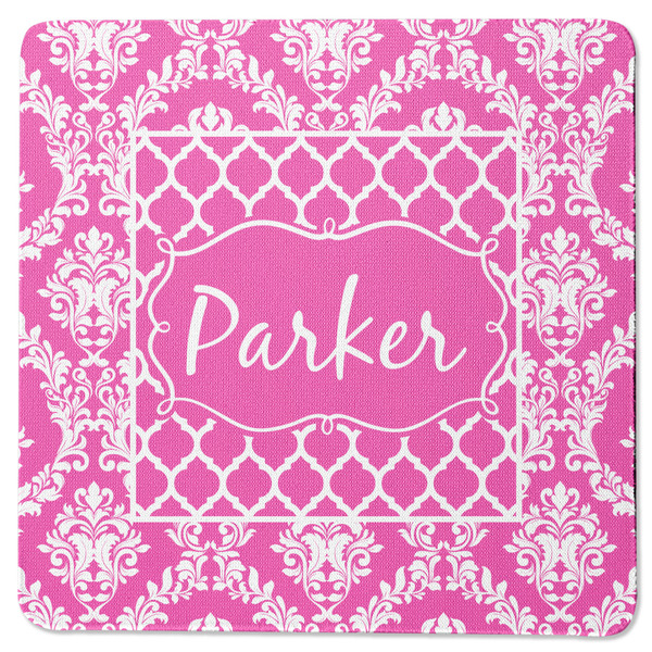Custom Moroccan & Damask Square Rubber Backed Coaster (Personalized)