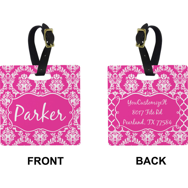 Moroccan & Damask Square Luggage Tag (Front + Back)