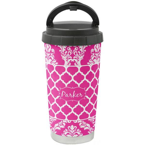 Custom Moroccan & Damask Stainless Steel Coffee Tumbler (Personalized)