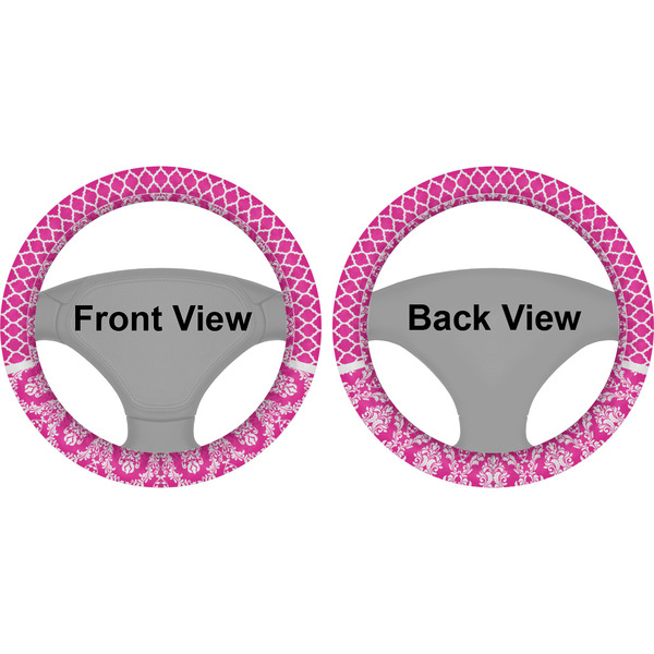 Moroccan & Damask Steering Wheel Cover- Front and Back
