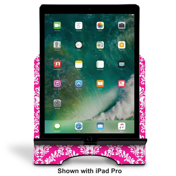 Moroccan & Damask Stylized Tablet Stand - Front with ipad