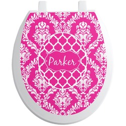 Moroccan & Damask Toilet Seat Decal - Round (Personalized)