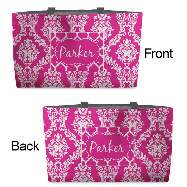 Moroccan & Damask Tote w/Black Handles - Front & Back Views