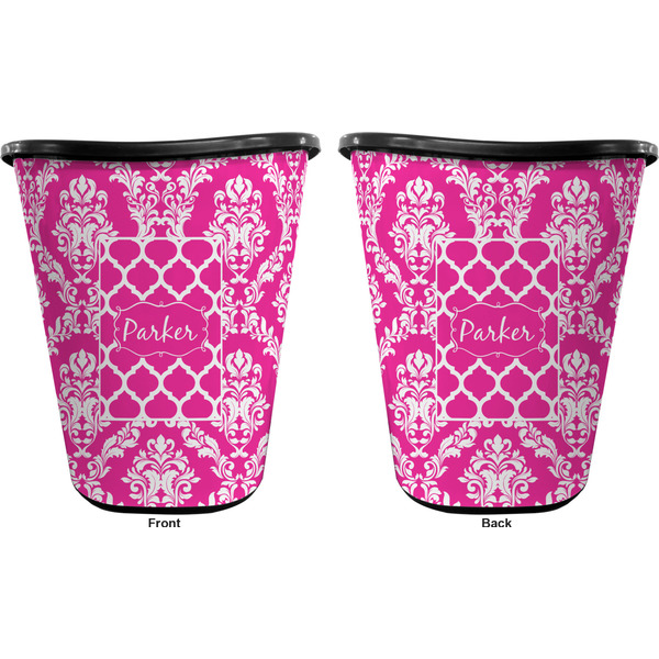 Moroccan & Damask Trash Can Black - Front and Back - Apvl