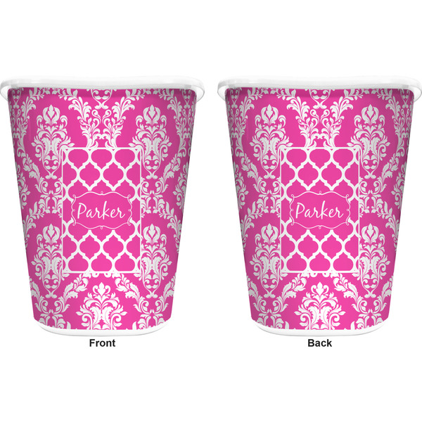 Moroccan & Damask Trash Can White - Front and Back - Apvl