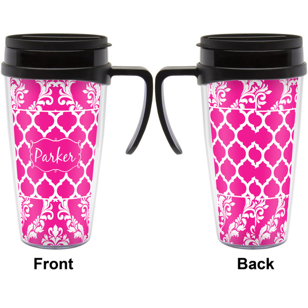 Moroccan & Damask Travel Mug with Black Handle - Approval