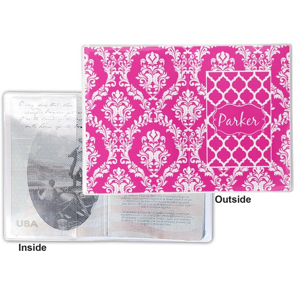 Moroccan & Damask Vinyl Passport Holder - Flat Front and Back